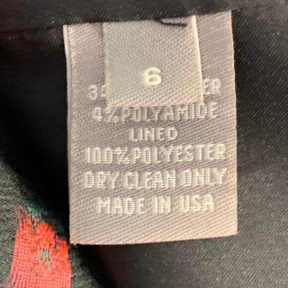 LELA ROSE Size 6 Black Red Silk Blend Floral Evening Cocktail Dress - Picture 10 of 11